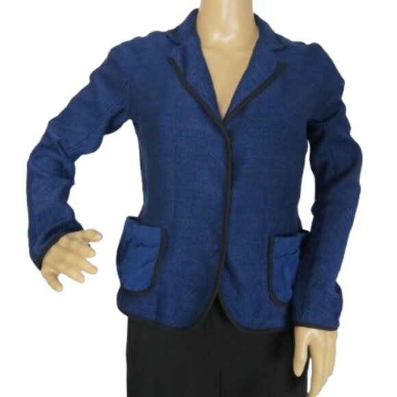 Lida Baday Blue Fitted Blazer with Ruched Back - Picture 1 of 7